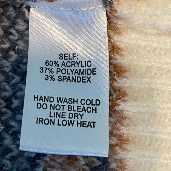 Lulu's Anchorage Long Line Cardigan Sweater Cream Argyle Inspired Print S - Picture 10 of 11